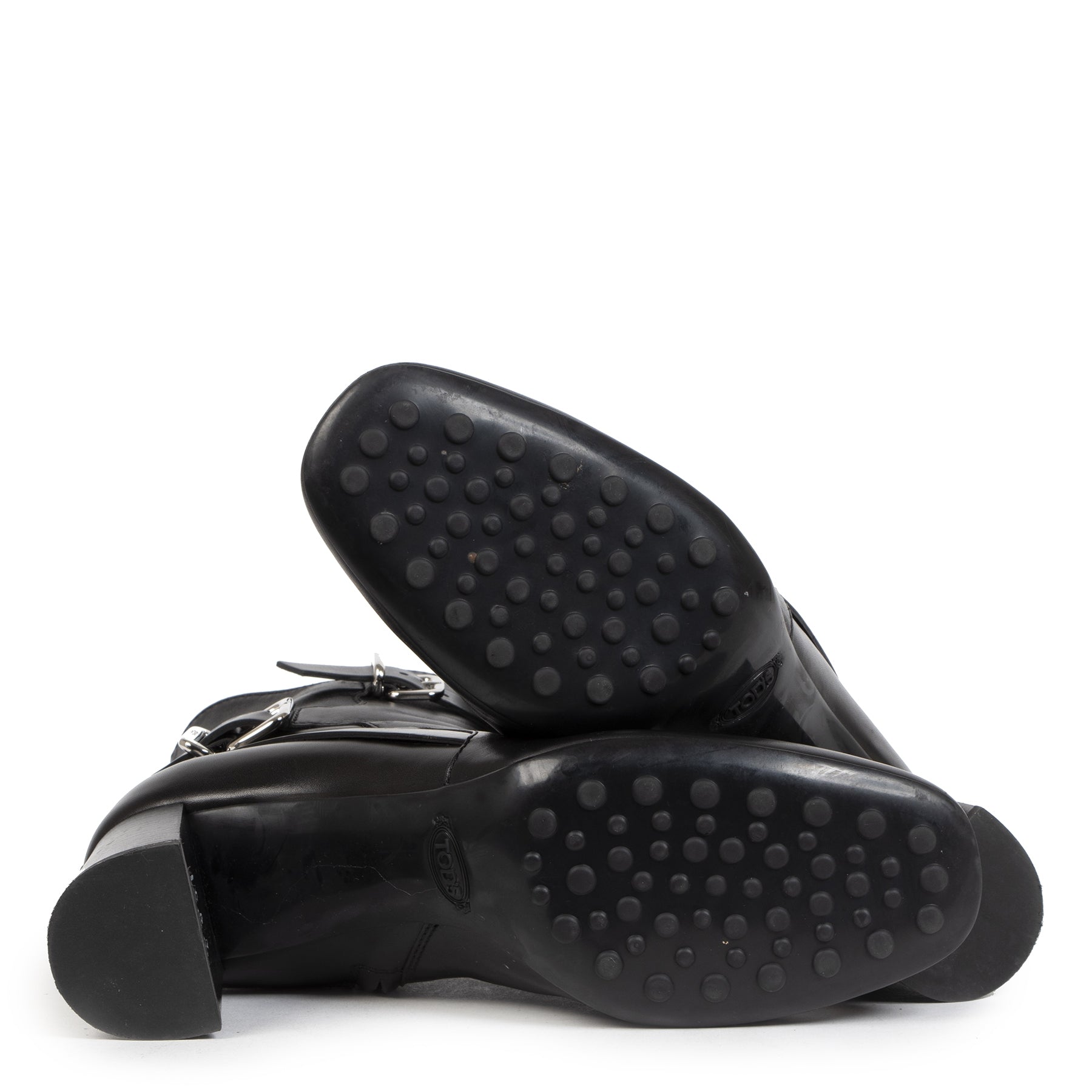 Authentieke Tweedehands Tods Black Leather Ankle Boots juiste prijs veilig online shoppen luxe merken webshop winkelen Antwerpen België mode fashion