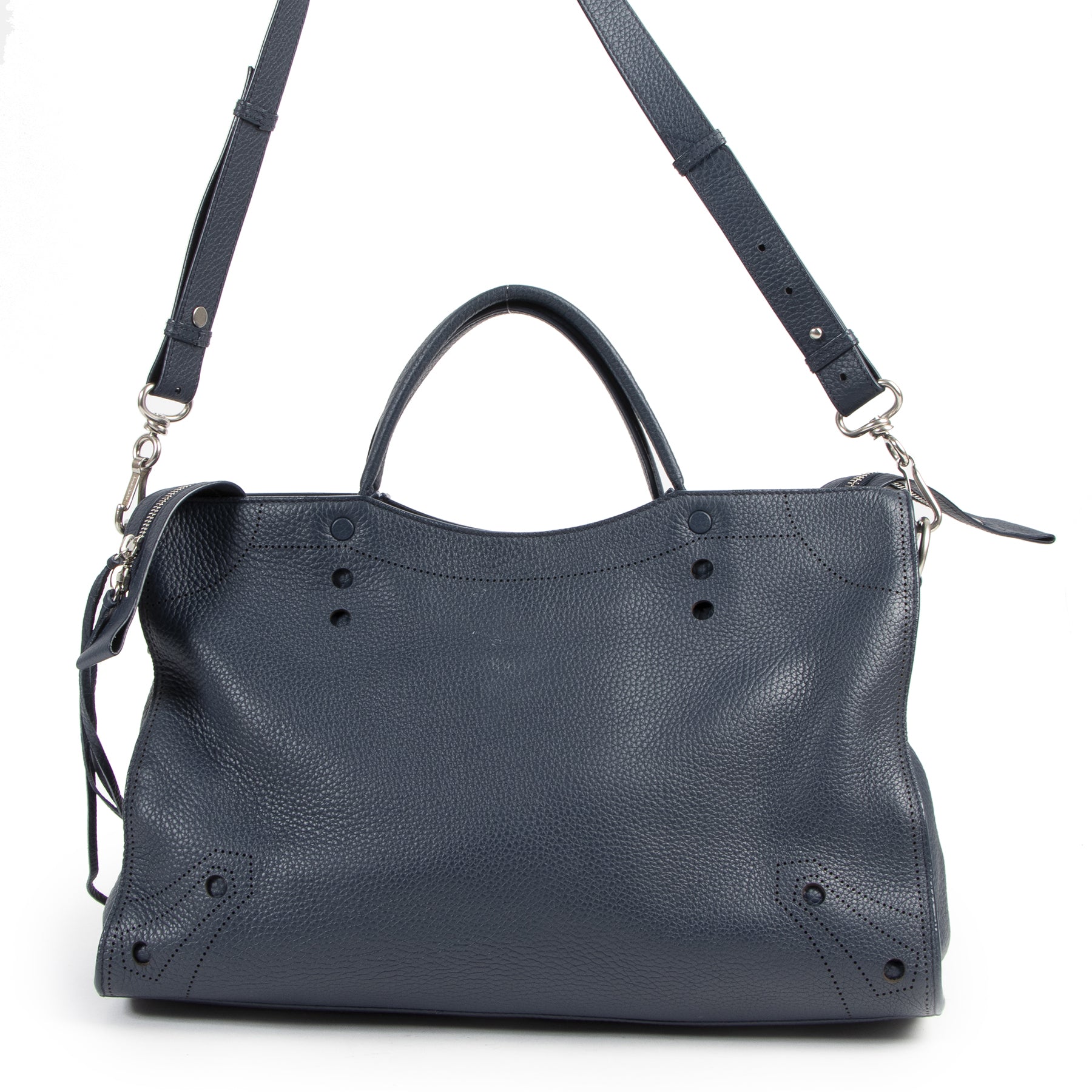 Balenciaga Blue Leather Blackout City Bag pour le meilleur prix chez Labellov à Anvers