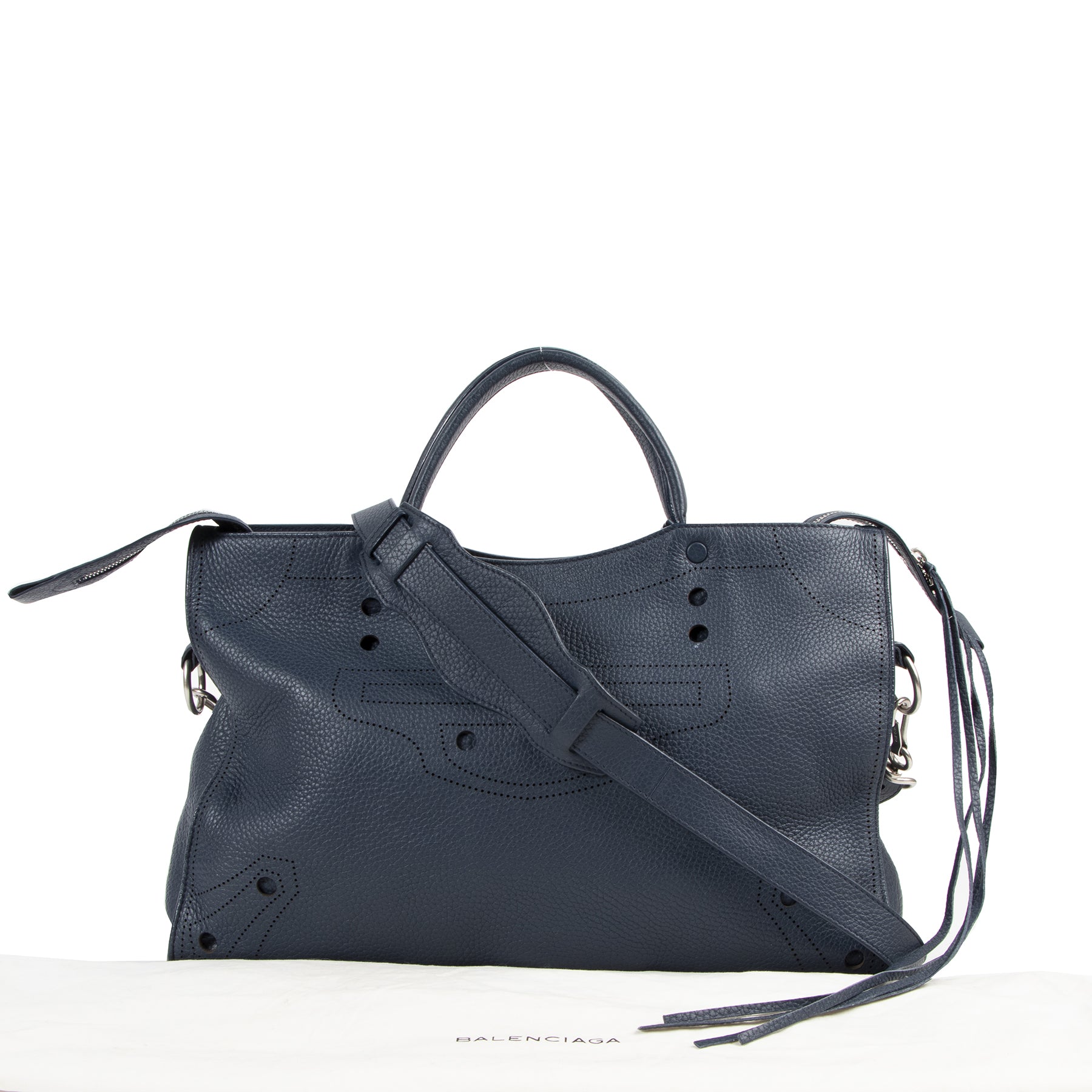 Are you looking for an authentic Balenciaga Blue Leather Blackout City Bag