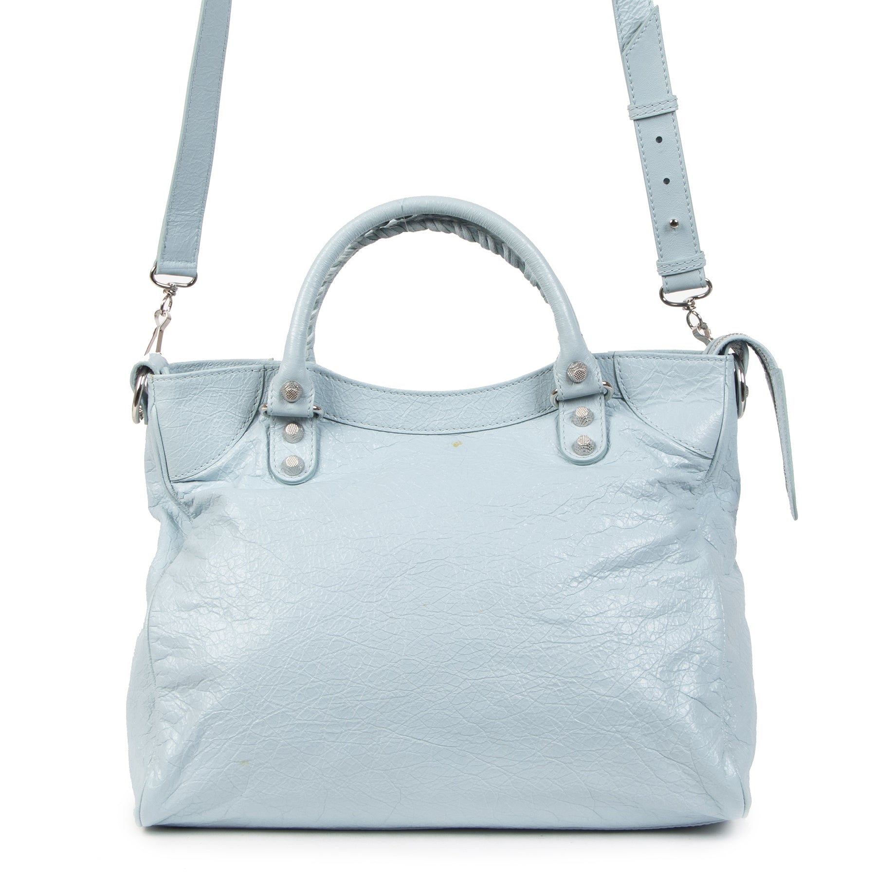 Authentique seconde-main vintage Balenciaga Baby Blue Velo Bag achète en ligne webshop LabelLOV