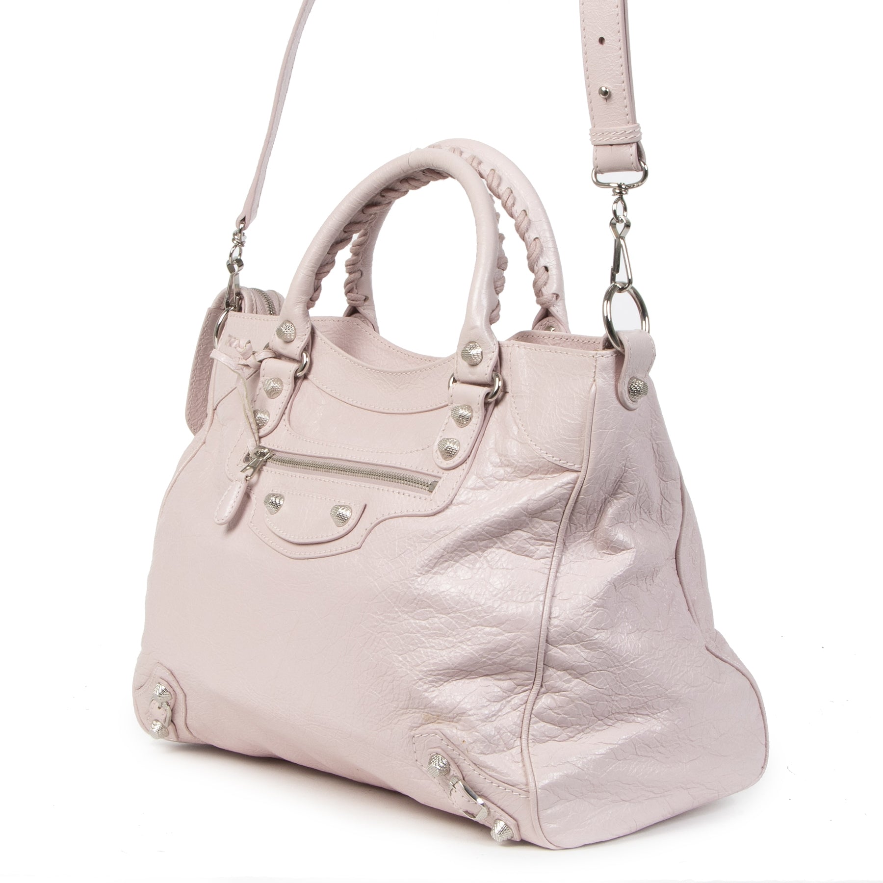 100% authentic Balenciaga Light Pink Velo Top Handle Bag for the best price