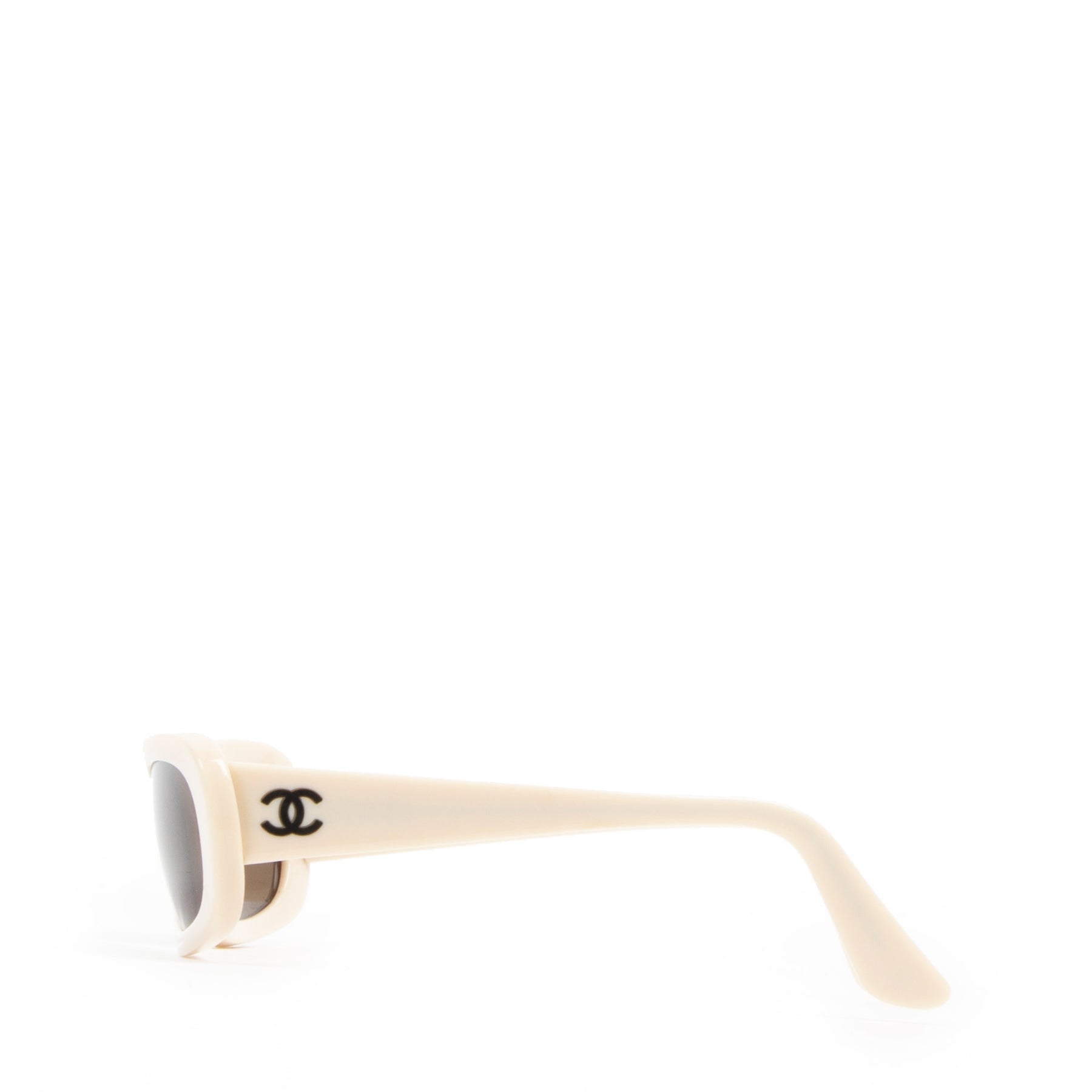 Authentieke tweedehands vintage Chanel Beige CC Logo Sunglasses koop online webshop LabelLOV