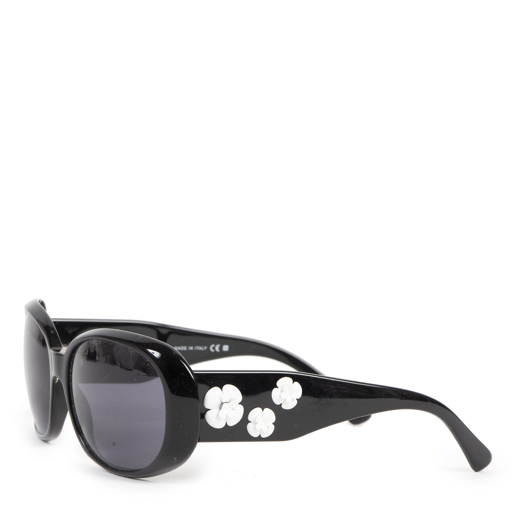 Authentic secondhand Chanel Black Camellia Flower Sunglasses designer accessories designer brands fashion luxury vintage webshop safe secure online shopping