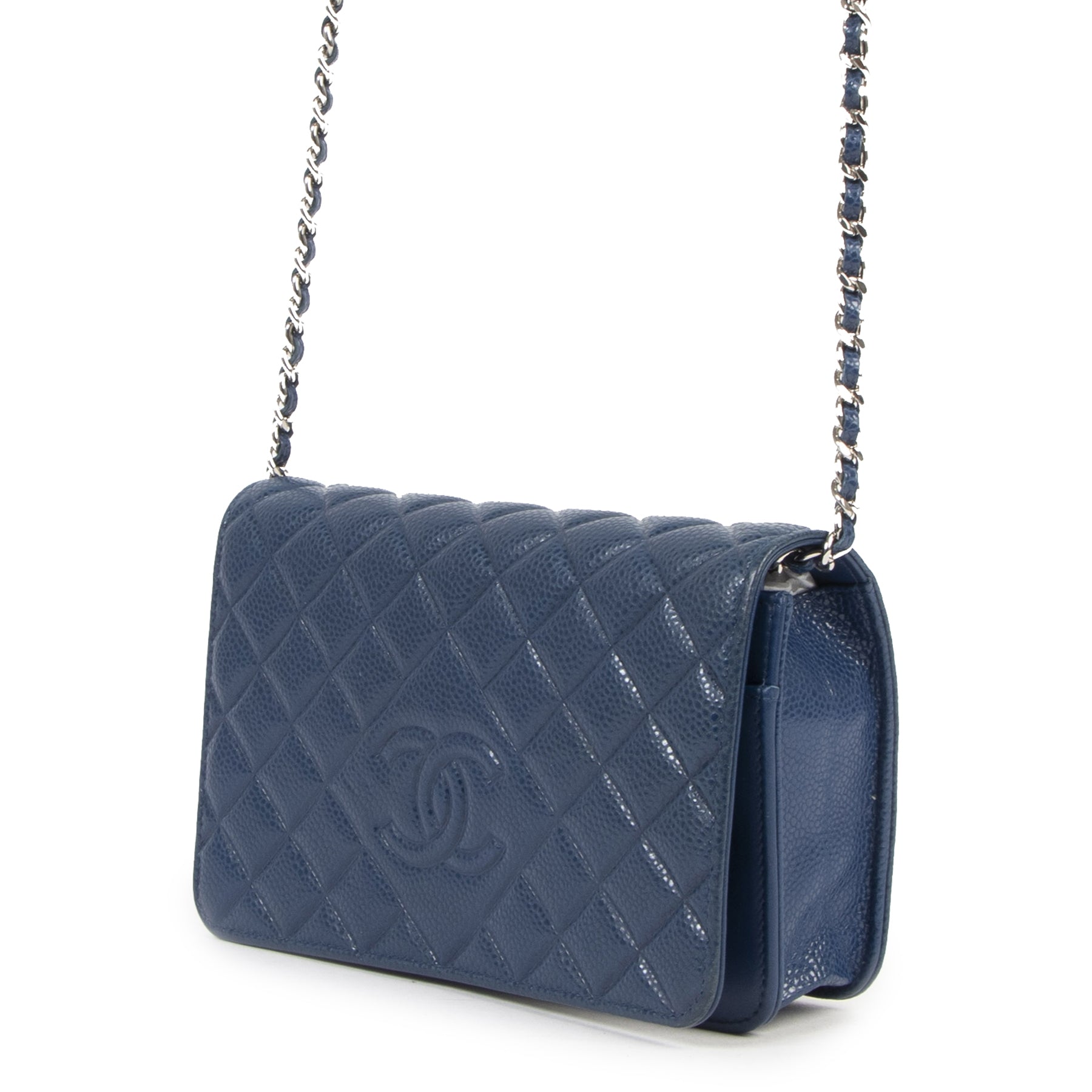 Buy and sell your authentic Chanel Blue CC Embossed Caviar WOC