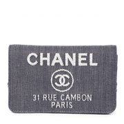 Authentieke Tweedehands Chanel Denim 31 Rue Cambon Wallet On A Chain juiste prijs veilig online shoppen luxe merken webshop winkelen Antwerpen België mode fashion