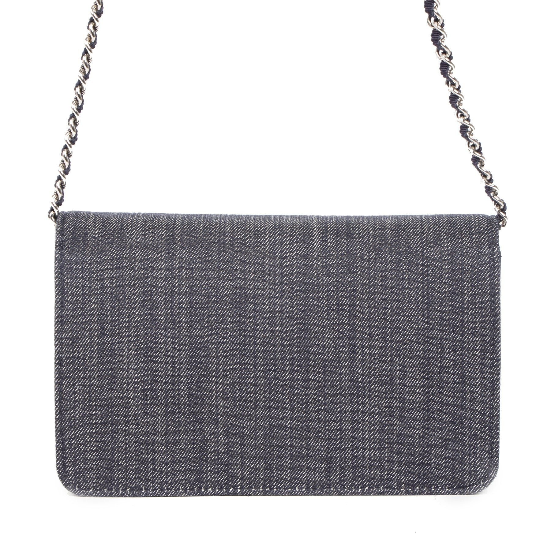 Authentieke Tweedehands Chanel Denim 31 Rue Cambon Wallet On A Chain juiste prijs veilig online shoppen luxe merken webshop winkelen Antwerpen België mode fashion