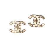 Authentic second-hand vintage Chanel Pearl Embellished CC Earrings koop online webshop LabelLOV