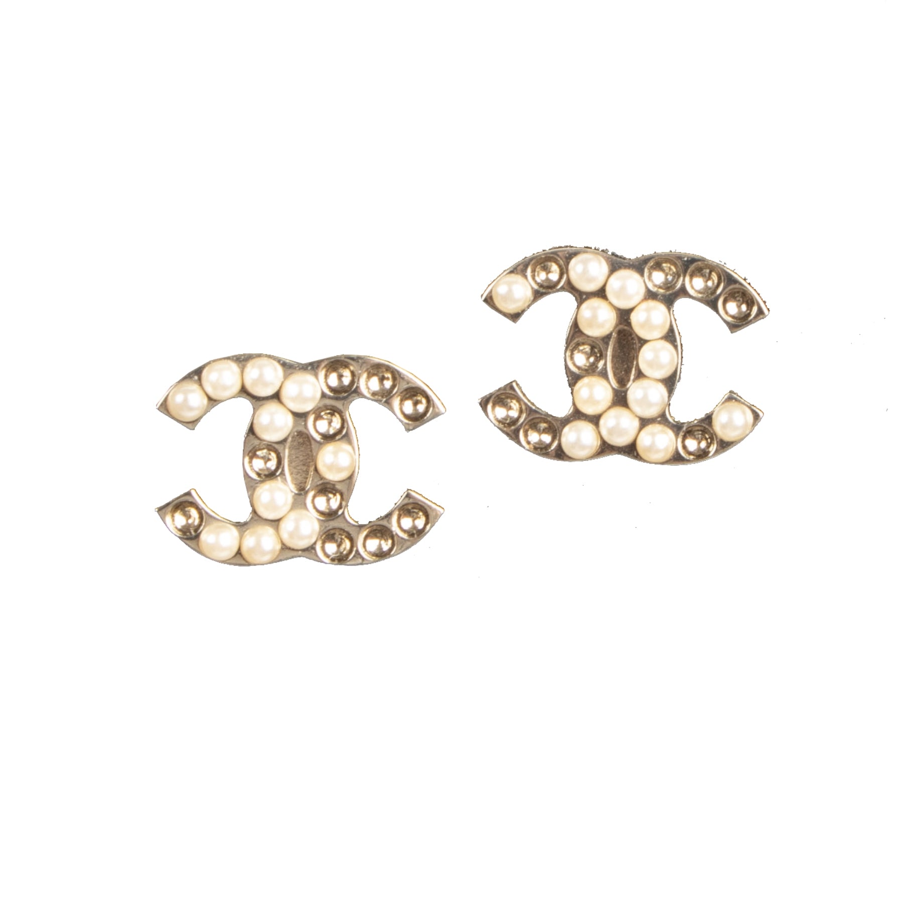 Authentic second-hand vintage Chanel Pearl Embellished CC Earrings koop online webshop LabelLOV