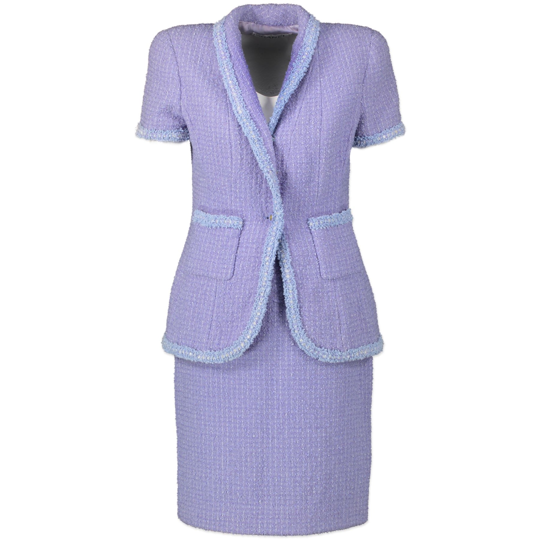 Chanel Purple Tweed Suit - Size 34