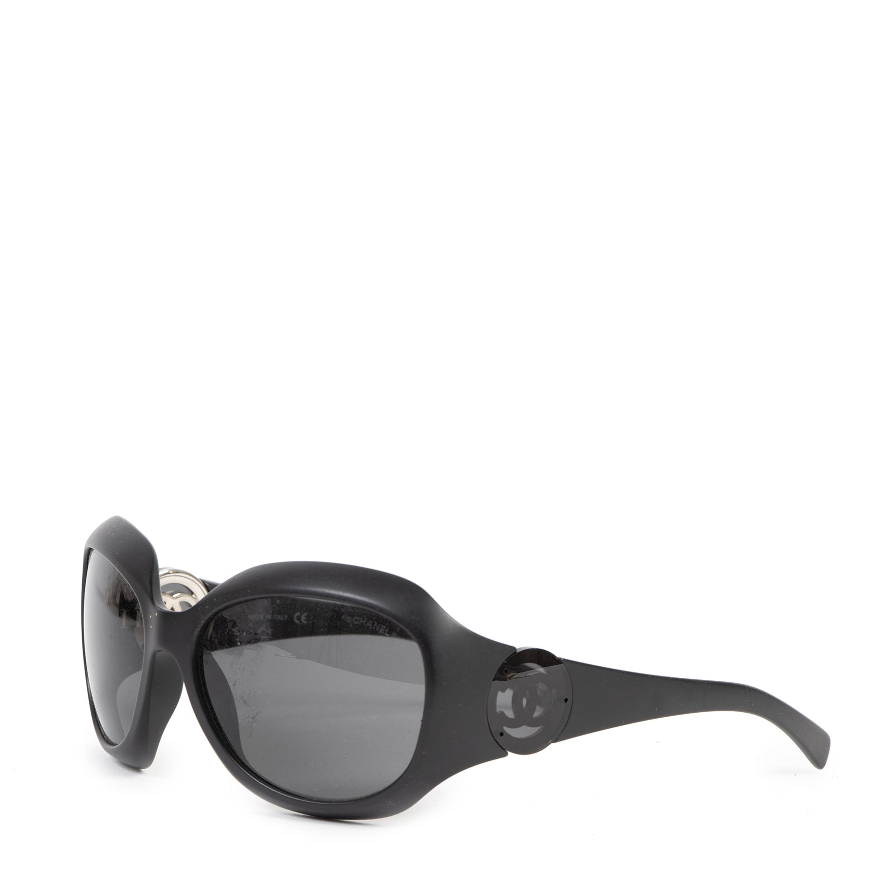 Authentieke Tweedehands Chanel Black CC Logo Sunglasses juiste prijs veilig online shoppen luxe merken webshop winkelen Antwerpen België mode fashion