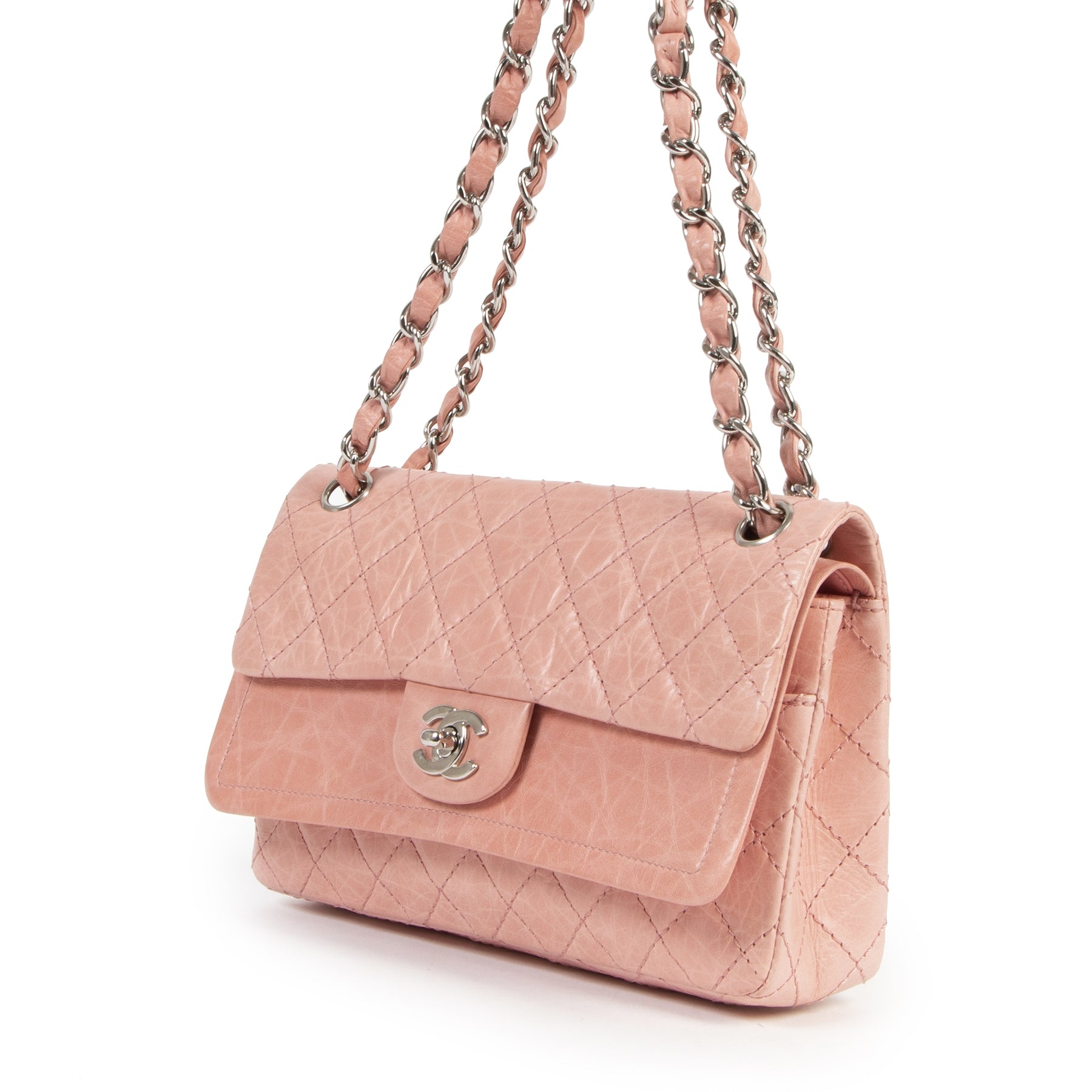 acheter en ligne seconde main Chanel Pink Classic Double Flap Bag