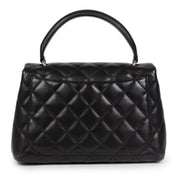 koop veilig online tegen de beste prijs Chanel Black Lambskin Kelly Satchel Top Handle Bag