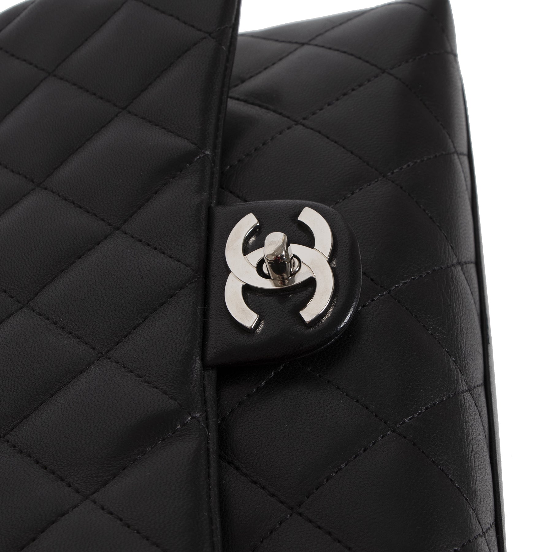 shop safe onlien your secondhand Chanel Black Lambskin Kelly Satchel Top Handle Bag