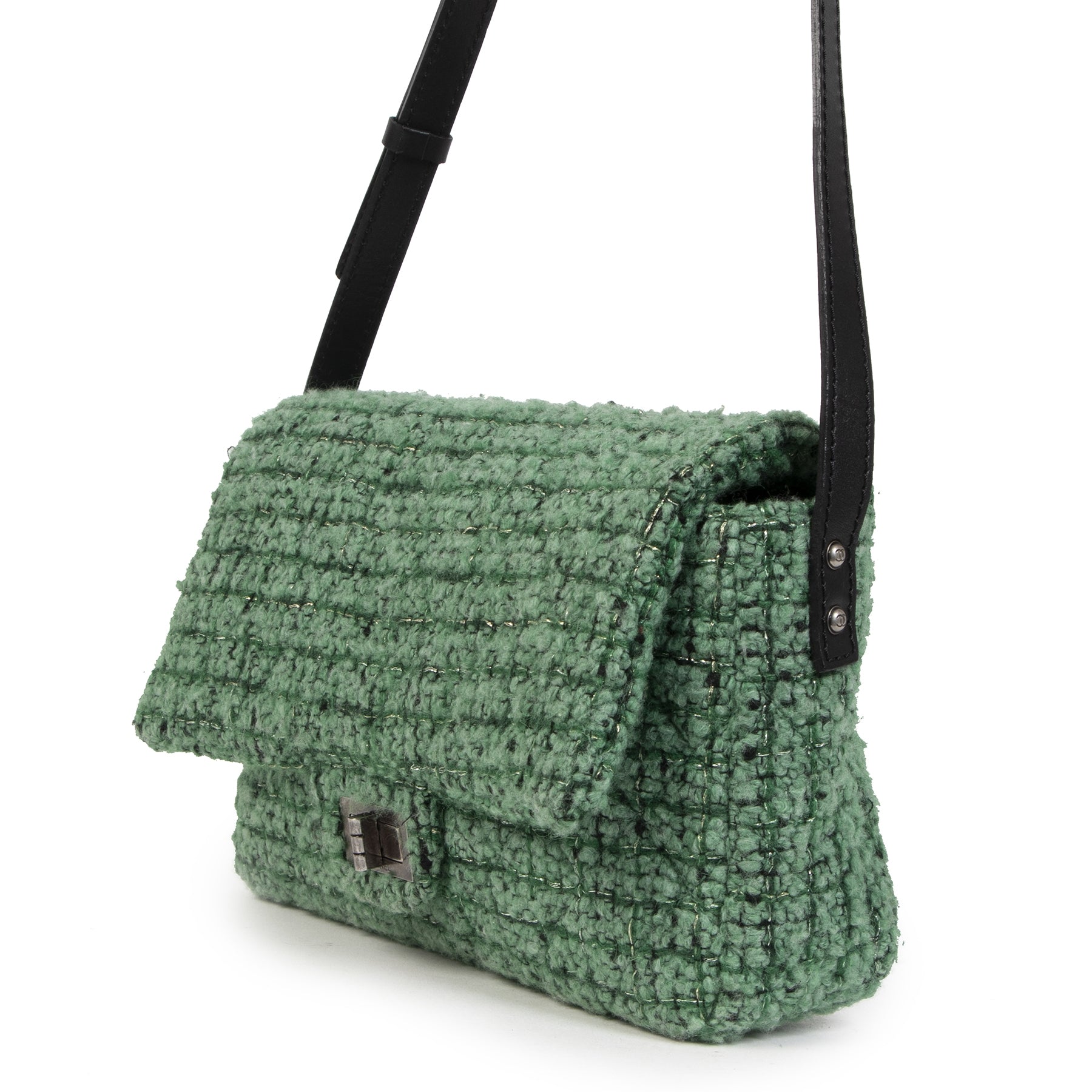 Koop Chanel Green Wool Fabric Flap Bag aan de juiste prijs in alle veiligheid online LabelLOV luxe merken Antwerpen België
