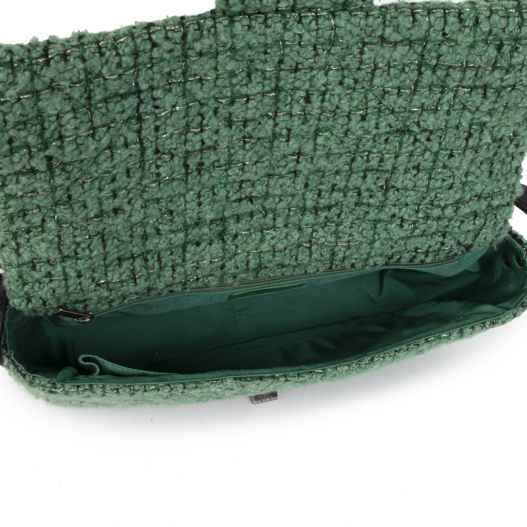 Koop Chanel Green Wool Fabric Flap Bag aan de juiste prijs in alle veiligheid online LabelLOV luxe merken Antwerpen België