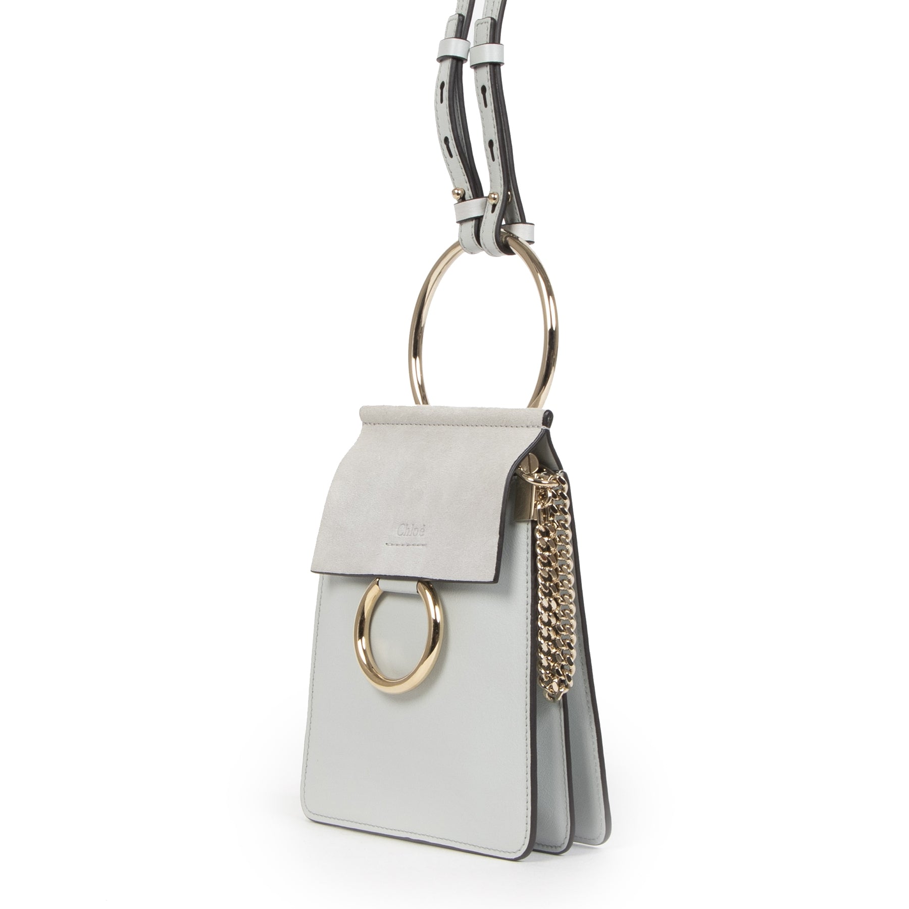 Authentieke Tweedehands Chloé Airy Grey Faye Mini Bag juiste prijs veilig online shoppen luxe merken webshop winkelen Antwerpen België mode fashion