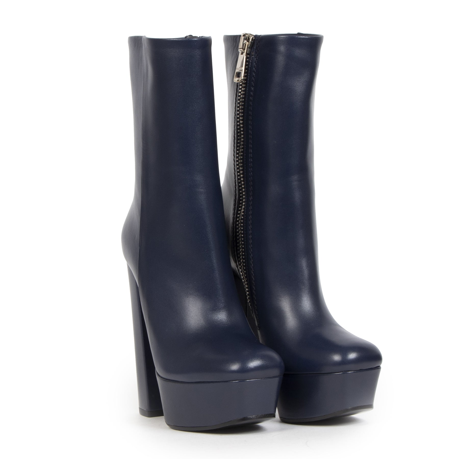 Gucci Blue Leather Platform Boots - size 35