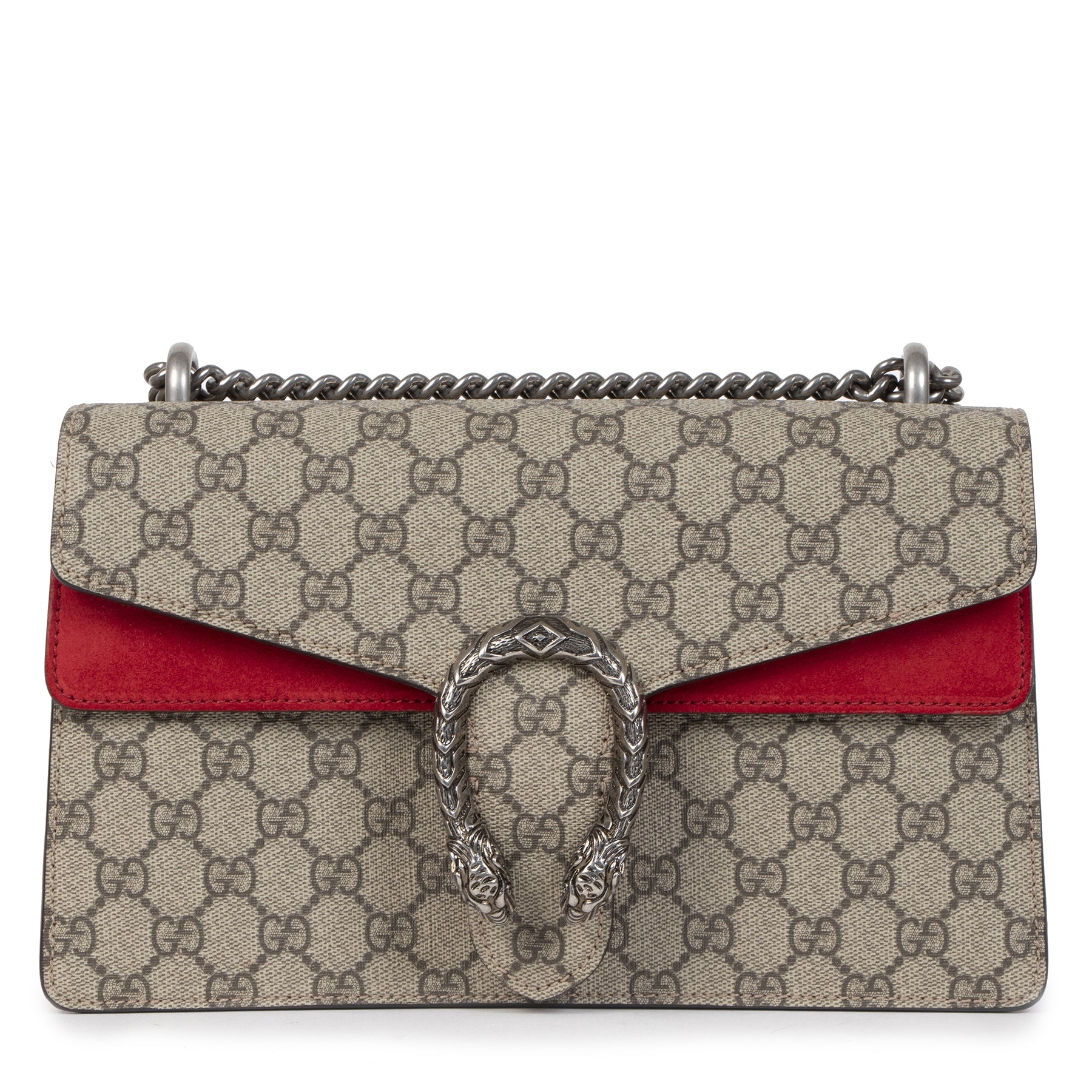 Gucci Dionysus GG Supreme Coated Canvas and Red Suede Shoulder Bag