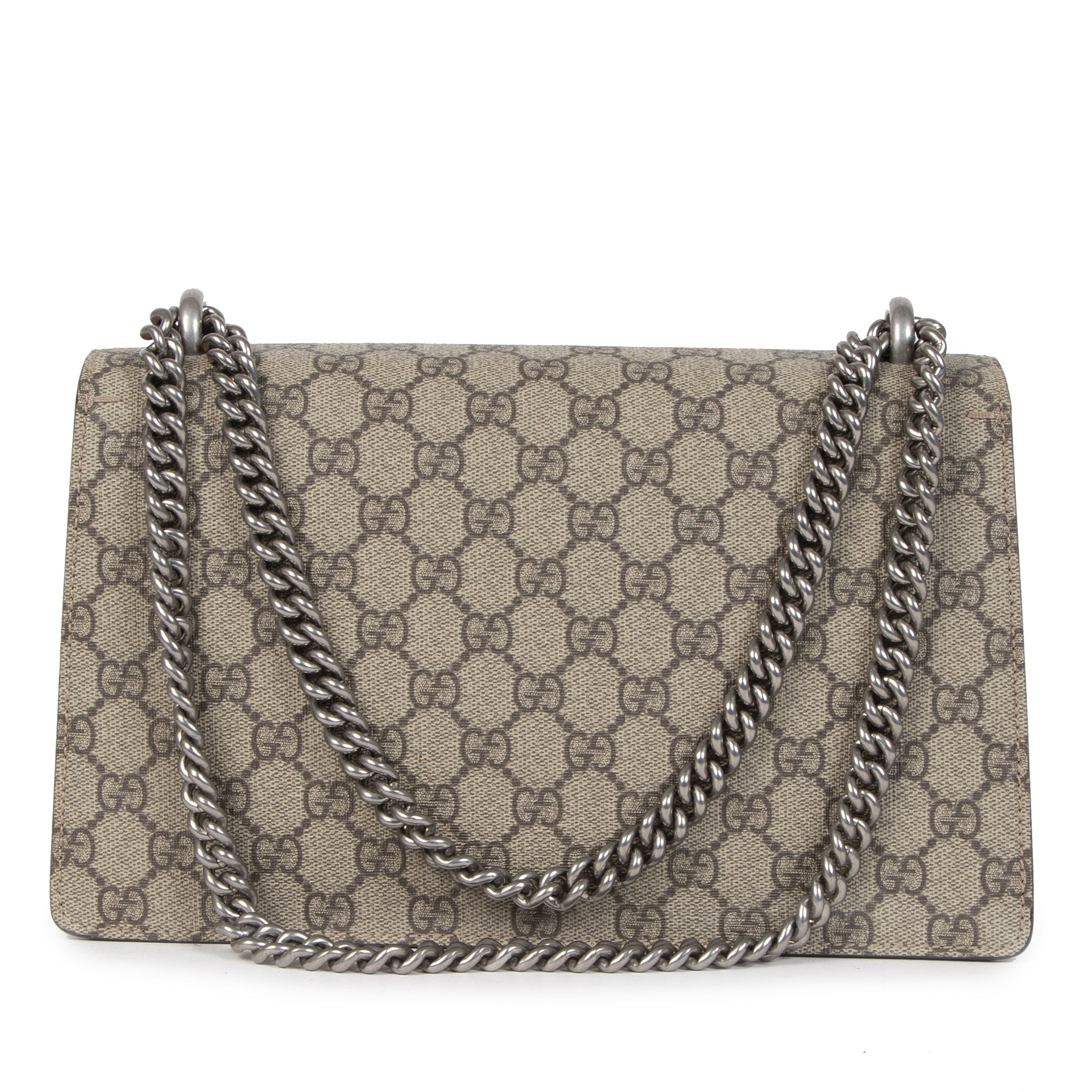 Bent u op zoek naar een authentieke designer Gucci Dionysus GG Supreme Coated Canvas and Red Suede Shoulder Bag?