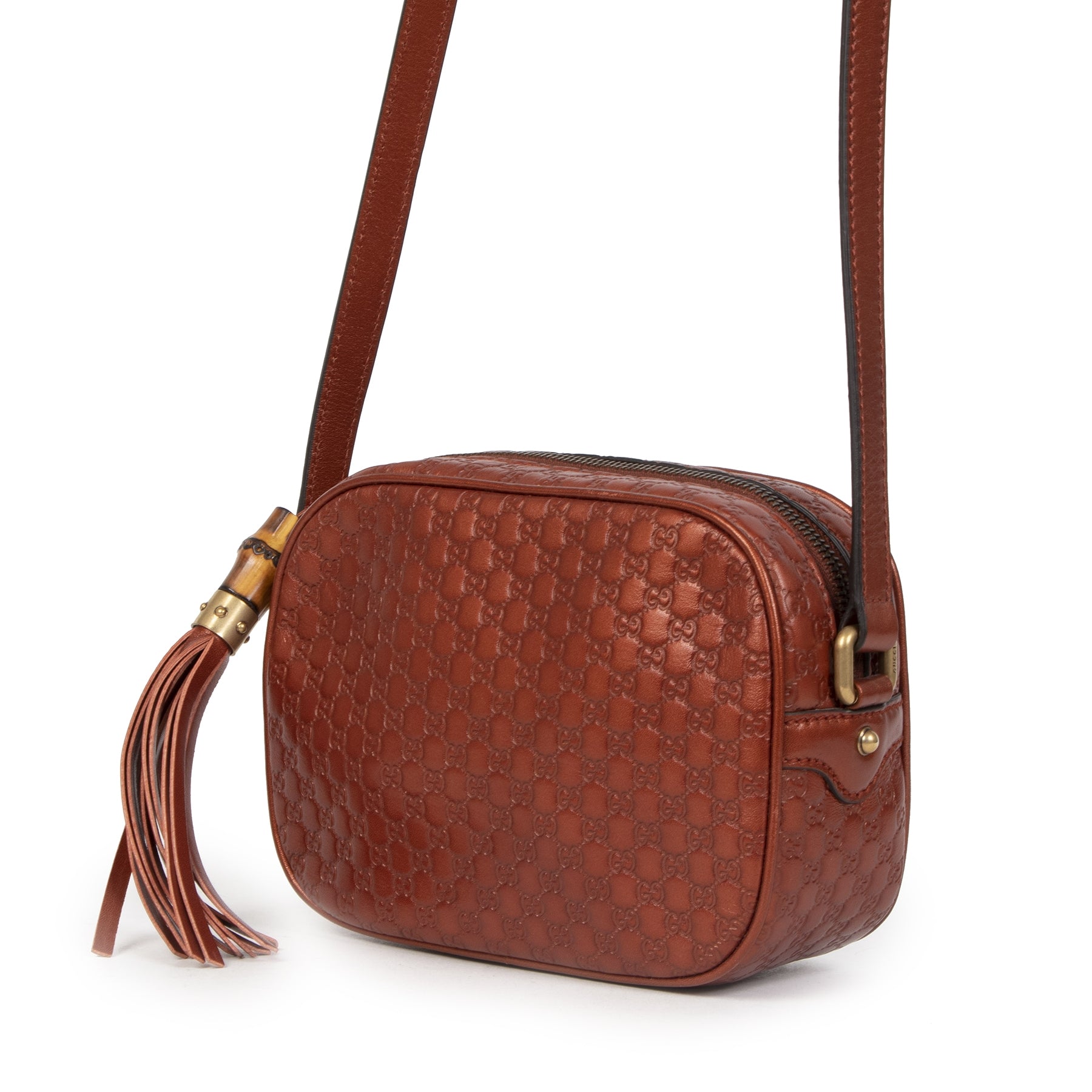 Gucci Bronze Metallic Microguccissima Sunshine Crossbody Bag for the best price at Labellov secondhand luxury