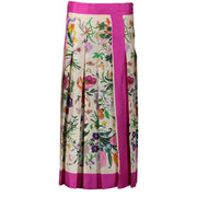Gucci Flora Print Pleated Silk Skirt