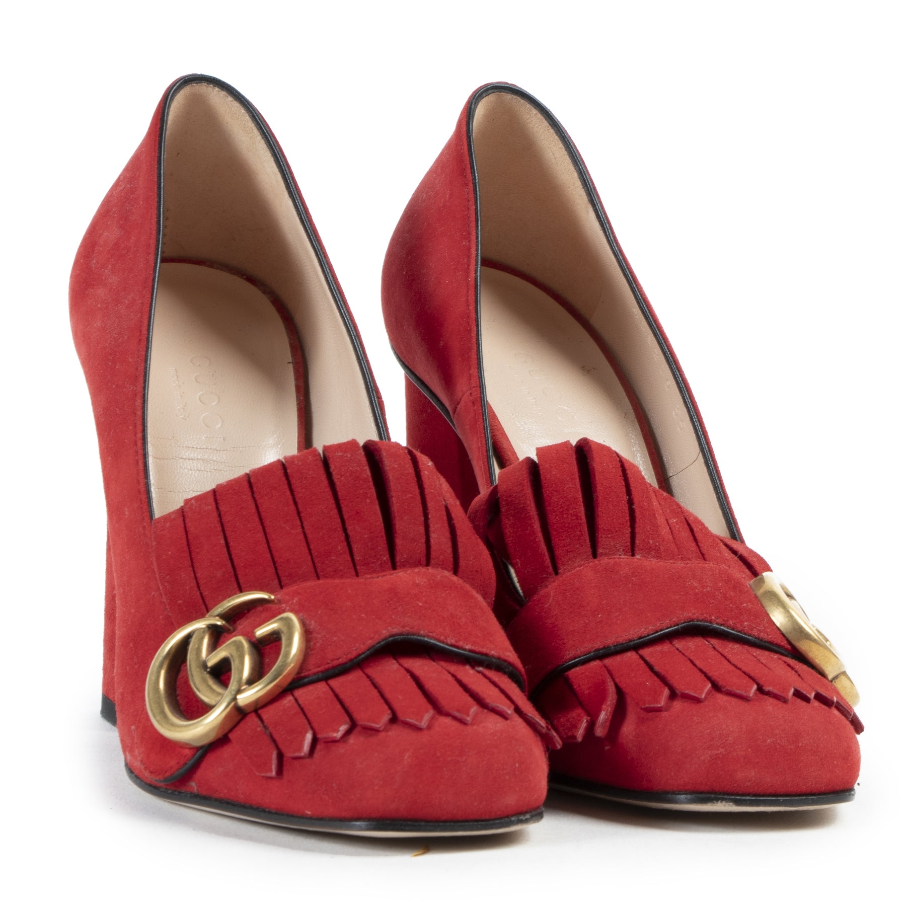 Gucci Marmont Red Suede Pumps
