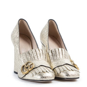 We buy and sell your authentic Gucci Marmont Metallic Gold Pumps