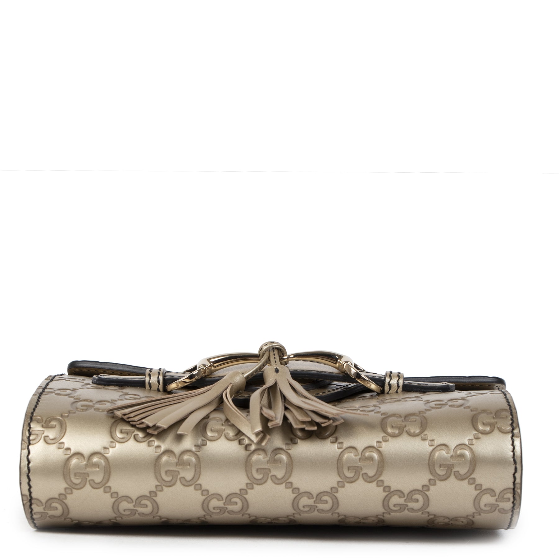 Authentic second-hand vintage Gucci Emily Guccissima Bronze Crossbody Bag buy online webshop LabelLOV