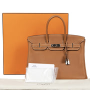Luxury Brand secondhand Hermes Birkin 35cm Gold Togo Leather GHW at the right price at LabelLOV Antwerp Belgium