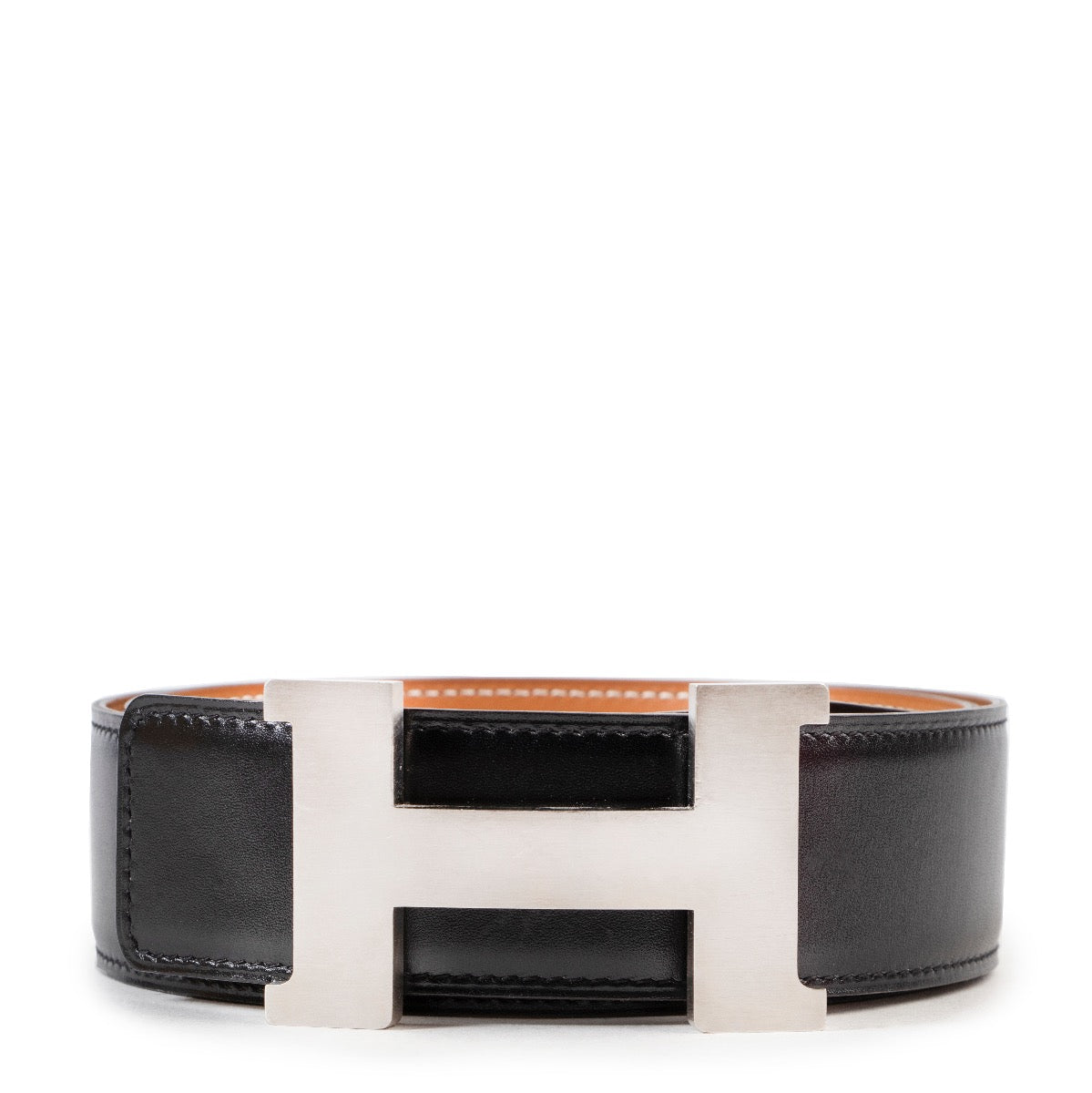Shop safe online authentic Hermes Black Leather Belt in Size 85 at Labellov.com.