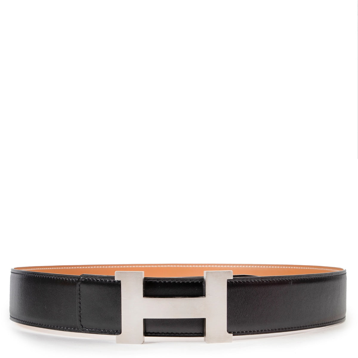 Veilig online kopen van authentieke Hermès zwart lederen riem maat 85.