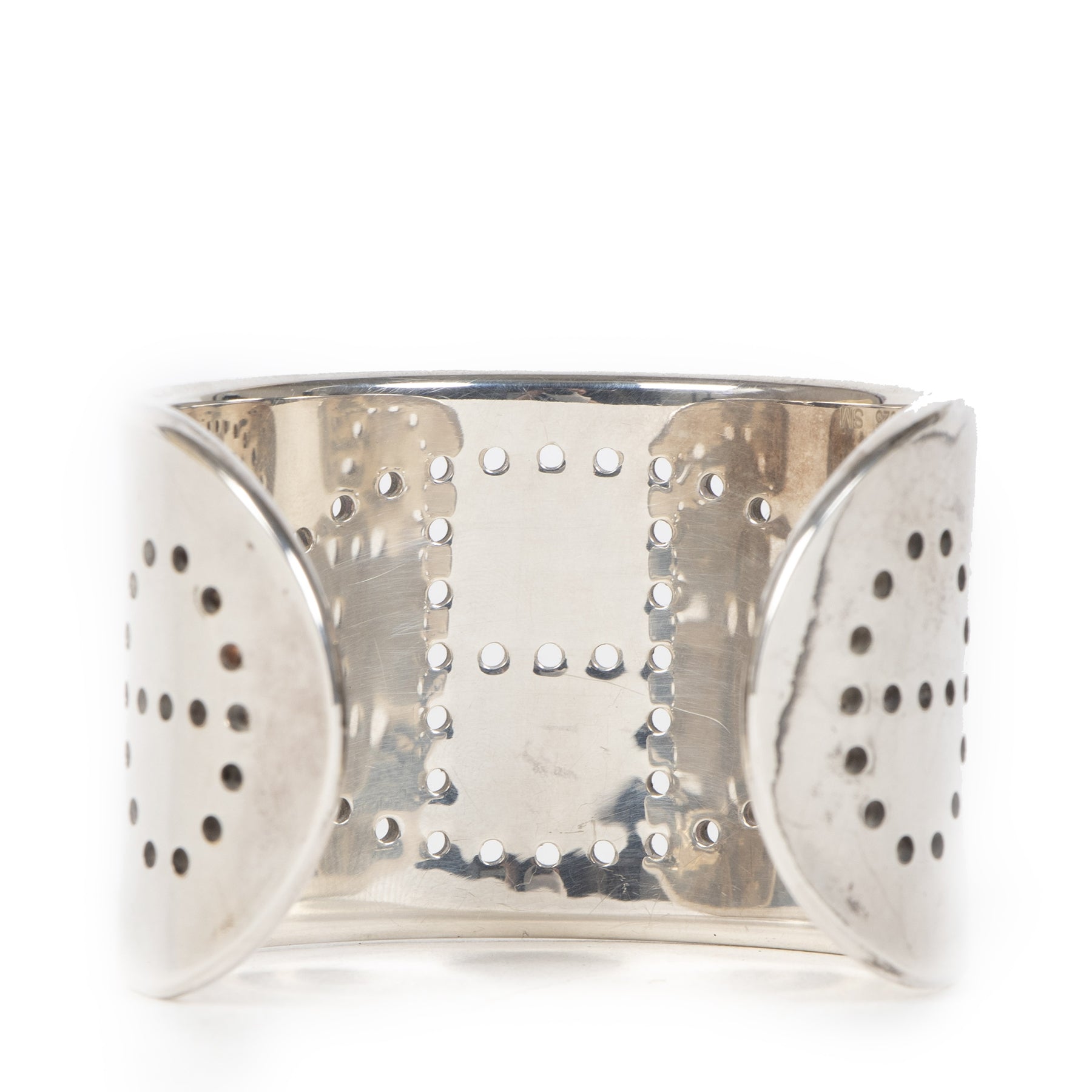 Authentieke Tweedehands Hermès Sterling Silver Eclipse Cuff - Small juiste prijs veilig online shoppen luxe merken webshop winkelen Antwerpen België mode fashion