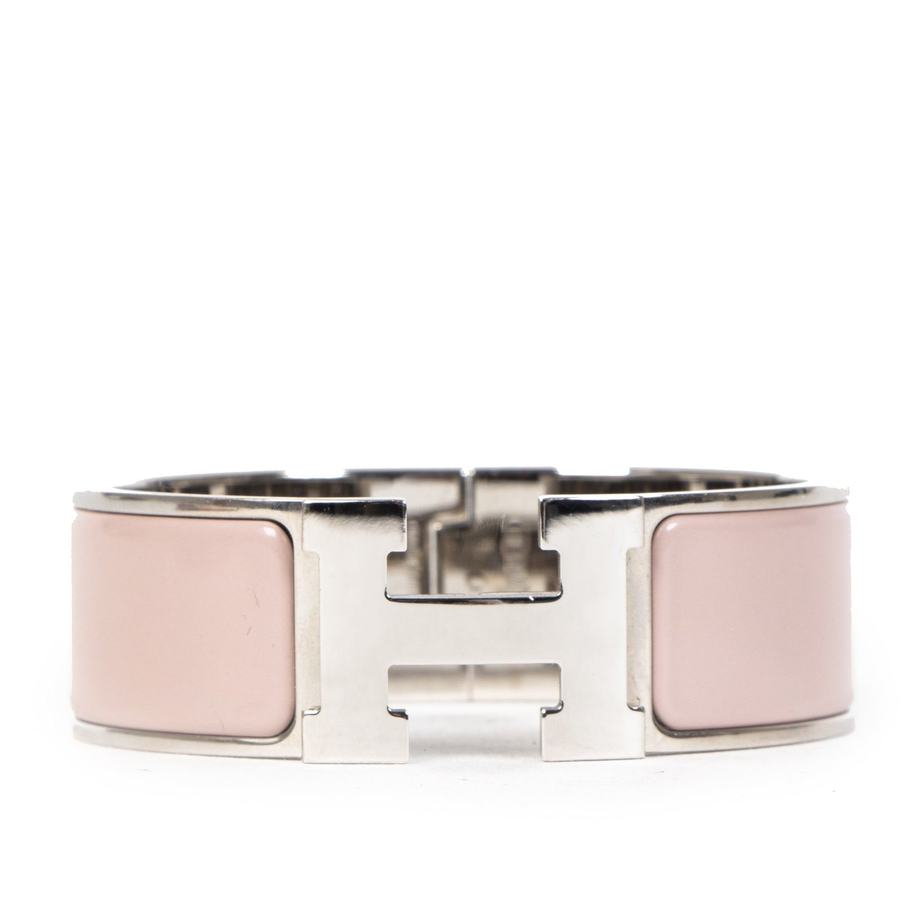 Authentic secondhand Hermès Pink Clic Clac H Bracelet PHW designer bags designer brand luxury vintage webshop fashion safe secure online shopping worldwide shipping