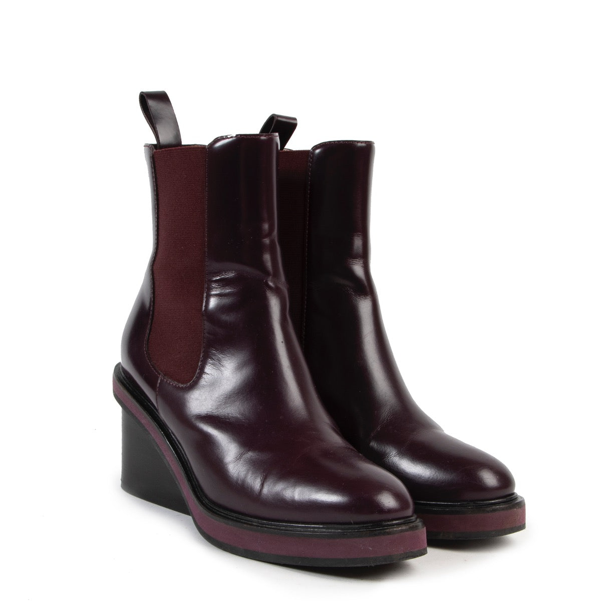 Veilig online kopen van authentieke Hermès Burgundy leder ness enkellaarzen maat 35 in zeer goede staat.