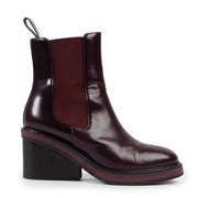 Shop safe online authentic Hermès Burgundy Leather Ness Ankle Boots in Size 35 in very good condition.