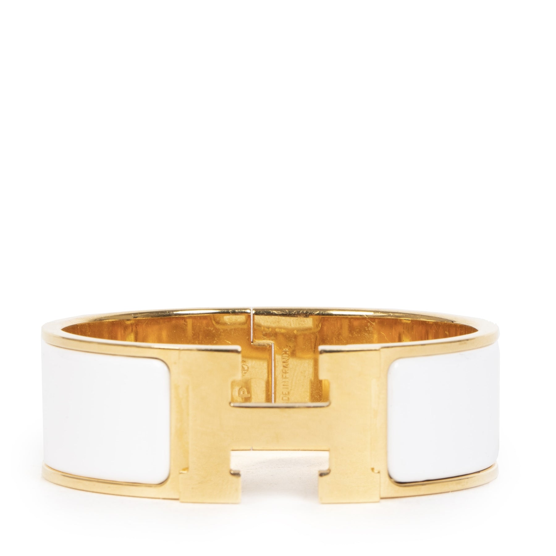Authentieke Tweedehands Hermès White Clic Clac Bracelet Small juiste prijs veilig online shoppen luxe merken webshop winkelen Antwerpen België mode fashion