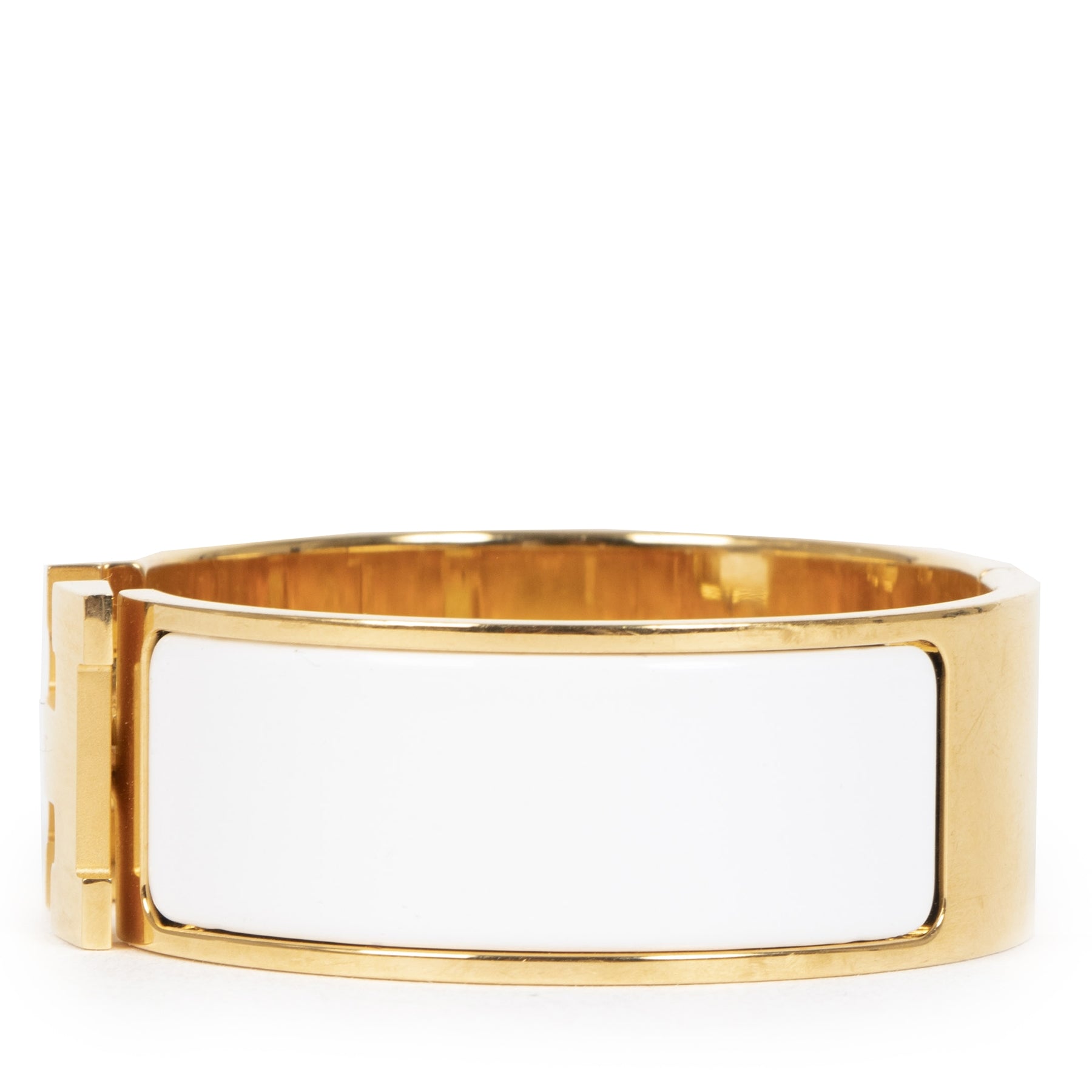 Authentic secondhand Hermès White Clic Clac Bracelet Small designer accessories jewelry designer brands luxury vintage webshop safe secure online shopping worldwide shipping