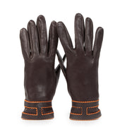 Authentieke Tweedehands Hermès Brown Lambskin Leather Gloves juiste prijs veilig online shoppen luxe merken webshop winkelen Antwerpen België mode fashion