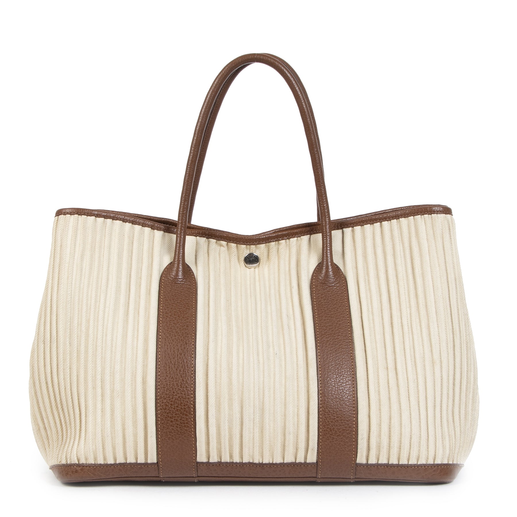 Authentieke Tweedehands Hermès Garden Party Denim Cannele Bag juiste prijs veilig online shoppen luxe merken webshop winkelen Antwerpen België mode fashion