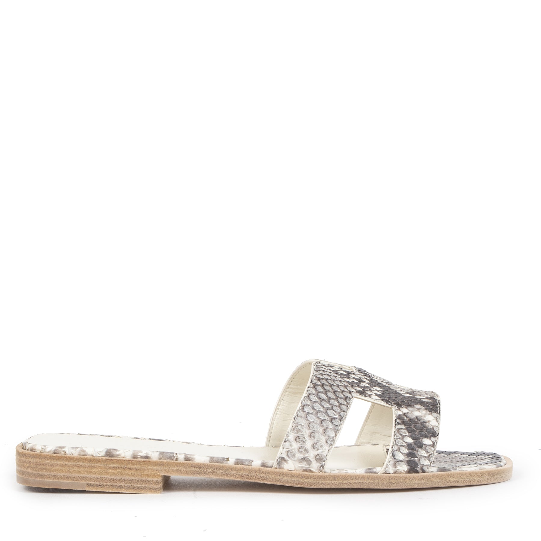 Authentieke tweedehands vintage Hermès Oran Python Mules - Size 35,5 koop online webshop LabelLOV