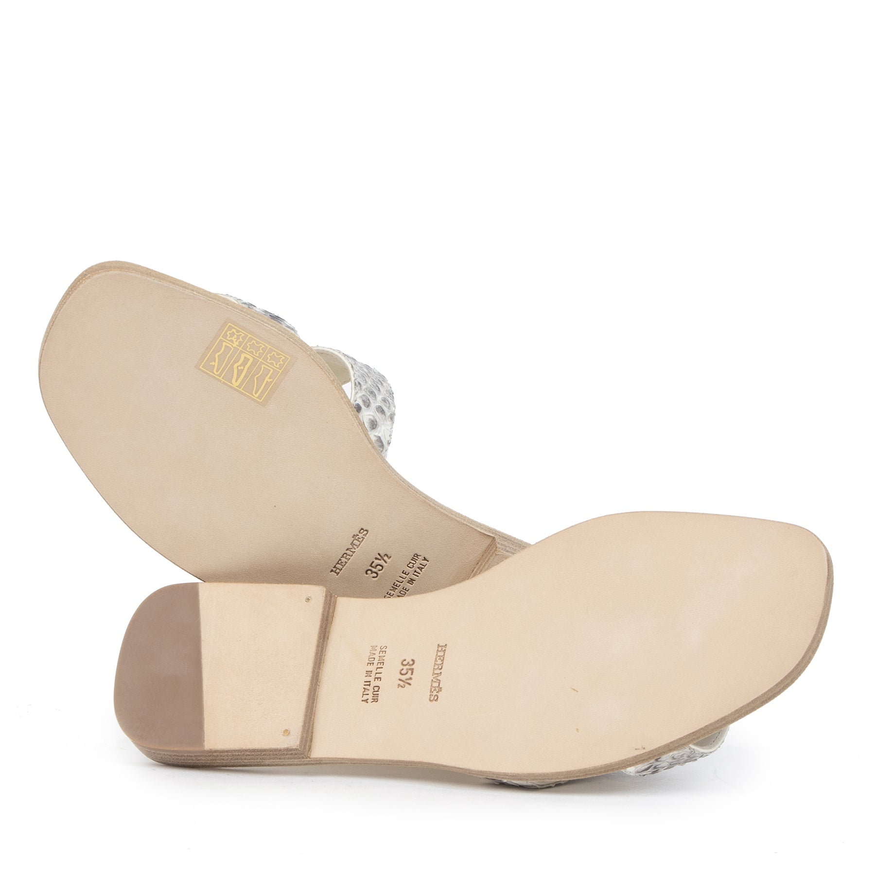 Authentic second-hand vintage Hermès Oran Python Mules - Size 35,5 buy online webshop LabelLOV