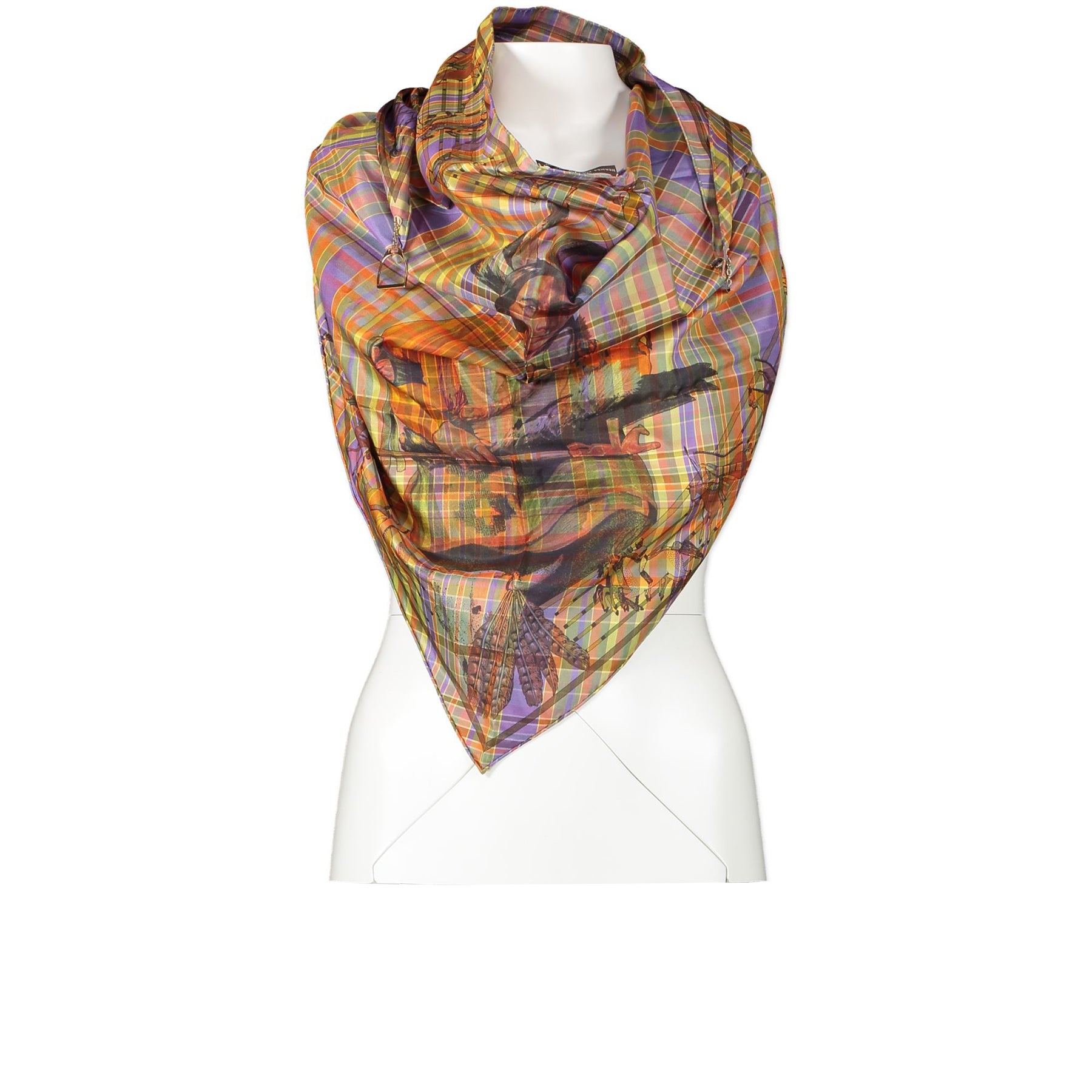 Authentic second-hand vintage Hermès Croquis Champs De Courses Scarf buy online webshop LabellOV