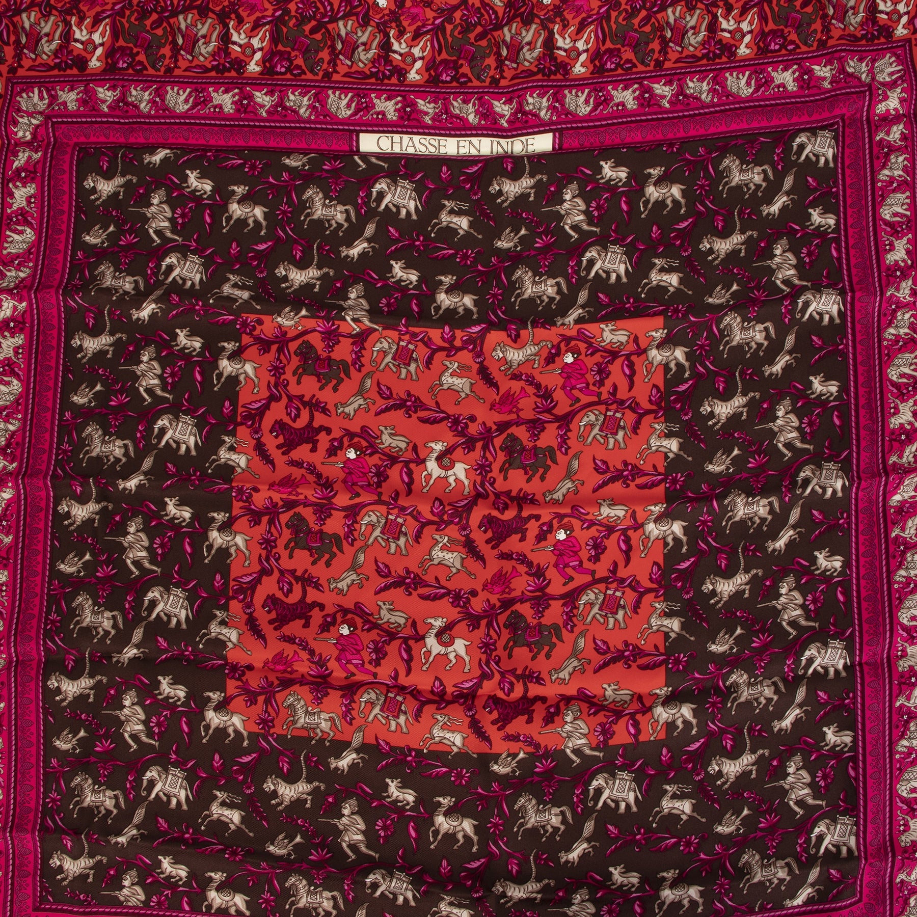 Authentieke tweedehands vintage Hermès Carré Chasse En Inde Scarf Koop online webshop LabelLOV