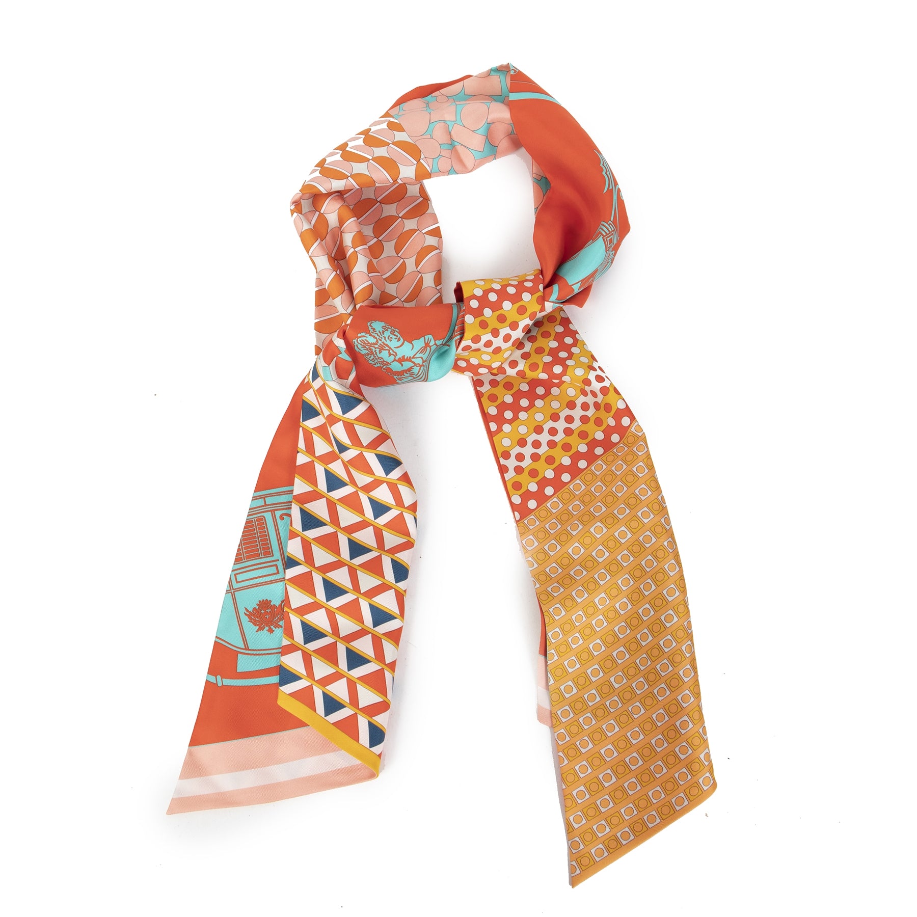 Authentic second-hand vintage Hermes Maxi-Twilly Ex-Libris En Cravates Scarf buy online webshop LabelLOV