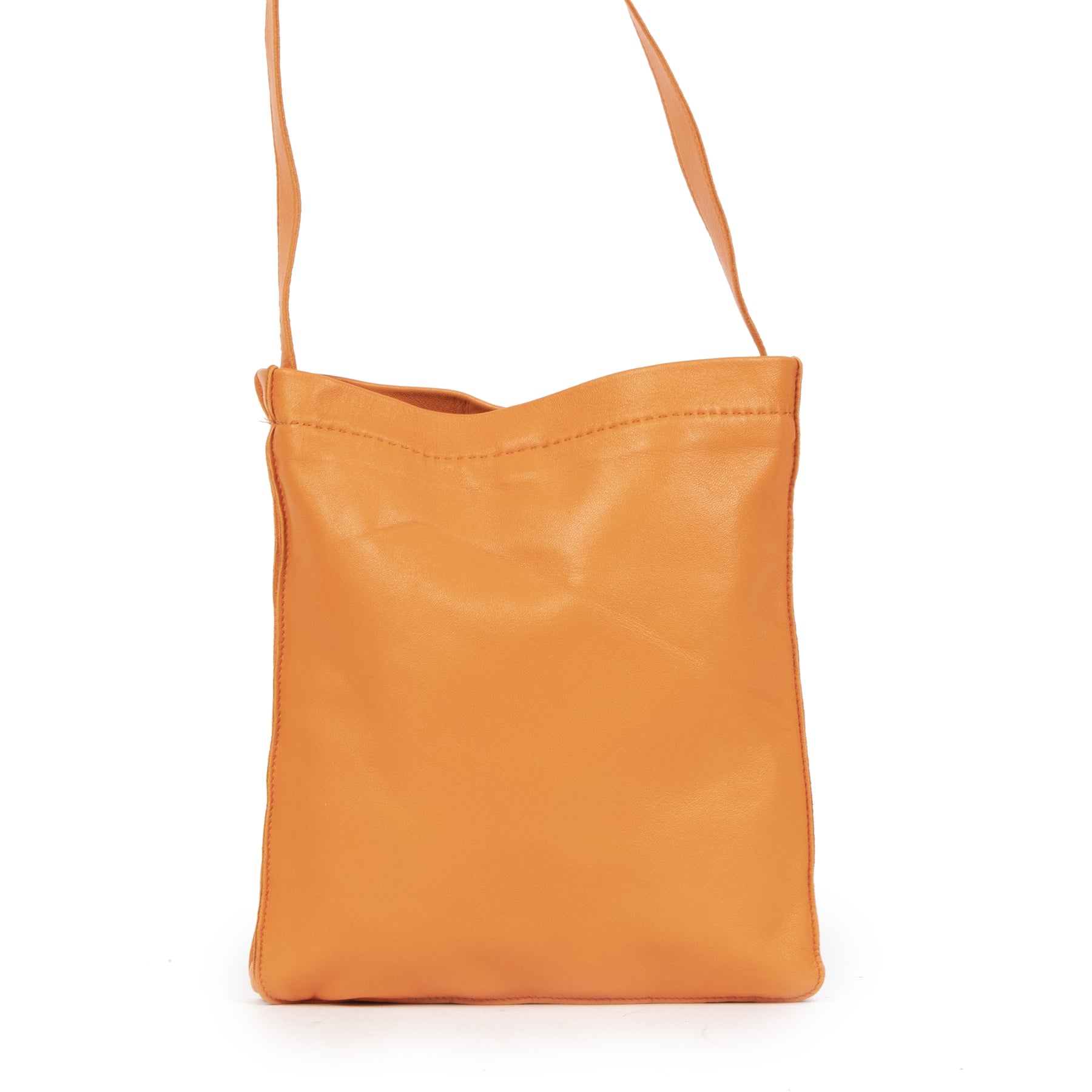 Authentieke tweedehands vintage Hermès Orange Clou De Selle Crossbody Bag koop online webshop LabelLOV