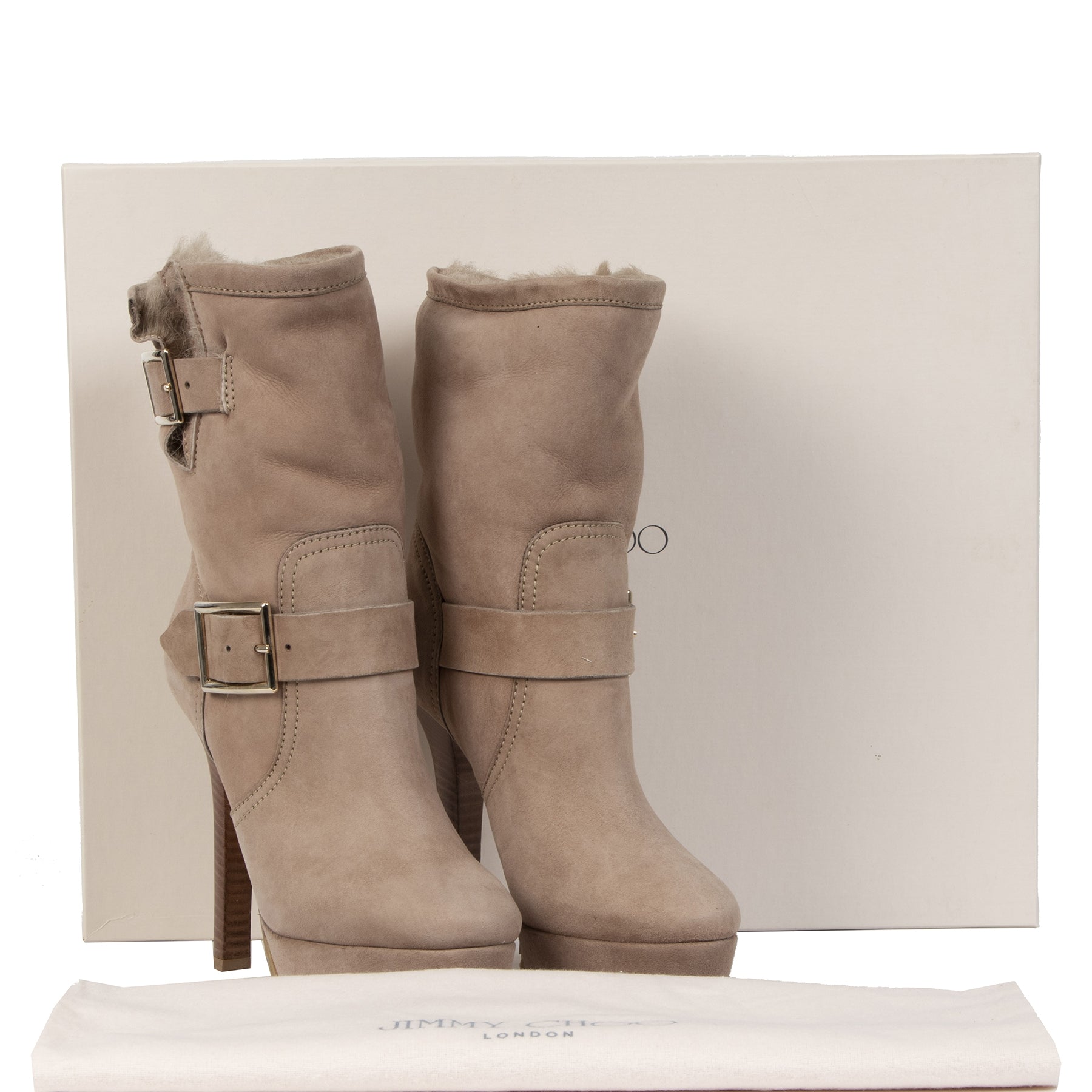 Are you looking for a pair of Jimmy Choo Beige Suede Shearling Dylan Boots Size 36