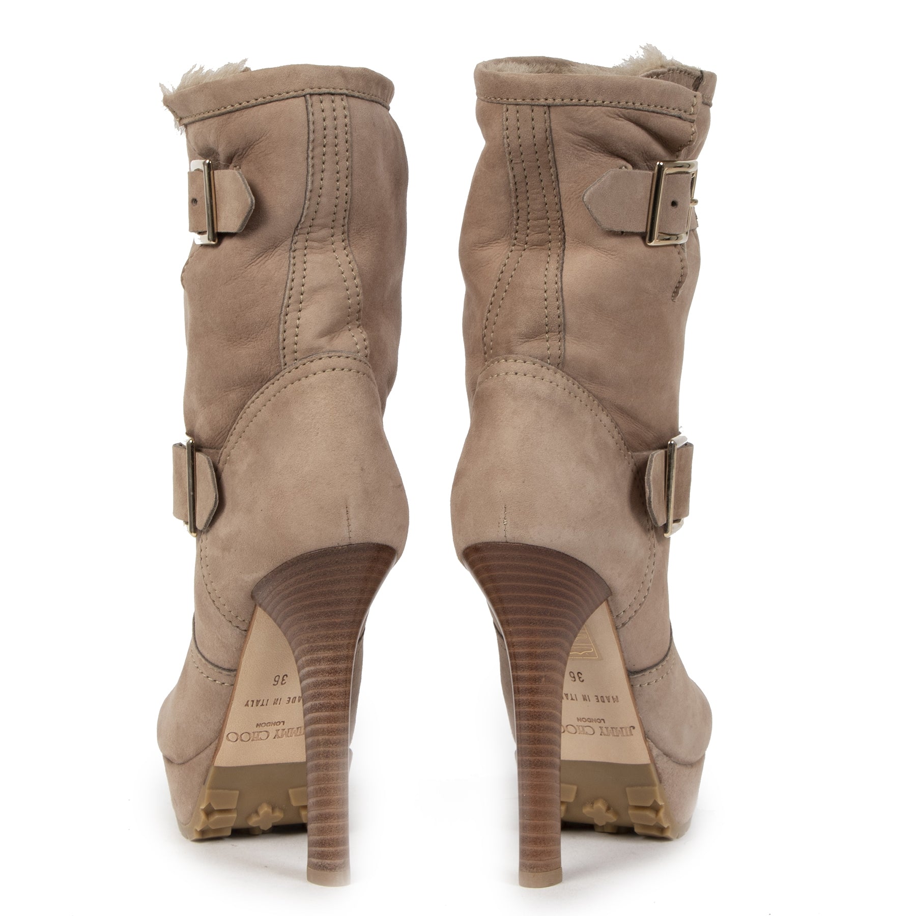 We buy and sell your authentic Jimmy Choo Beige Suede Shearling Dylan Boots Size 36