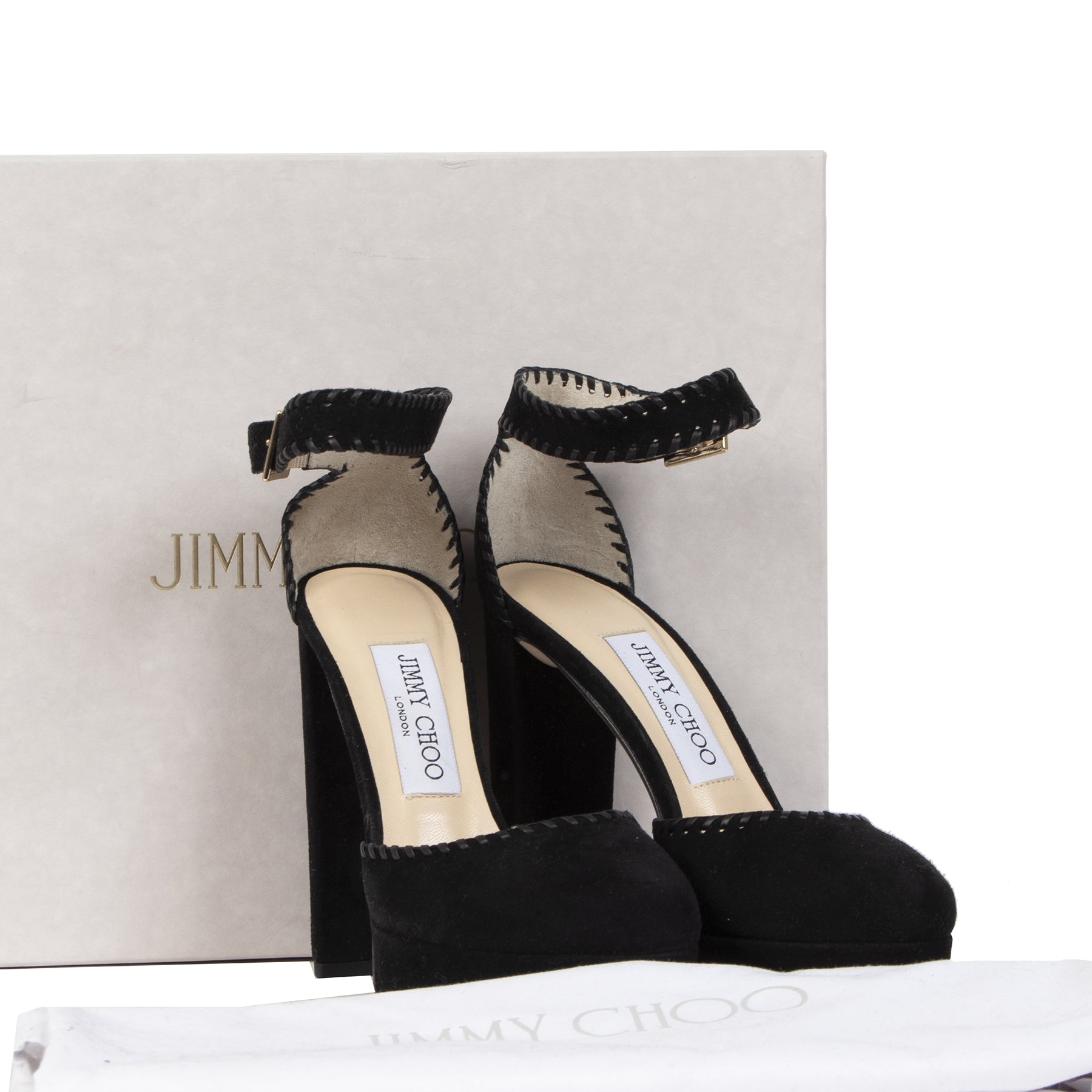 Authentic secondhand Jimmy Choo Black Suede Daphne Platform Sandals - Size 35 designer high heels shoes pumps sandals designer brands fashion luxury vintage webshop safe secure online shopping worldwide shipping