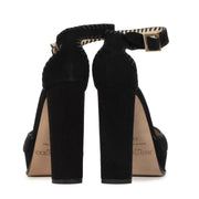 Authentieke Tweedehands Jimmy Choo Black Suede Daphne Platform Sandals - Size 35 juiste prijs veilig online shoppen luxe merken webshop winkelen Antwerpen België mode fashion