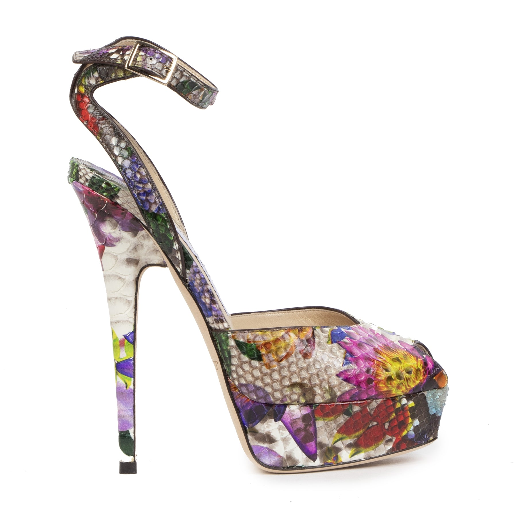 Jimmy Choo Floral Print Python Multicolor Sandals - size 35 kopen en verkopen aan de beste prijs